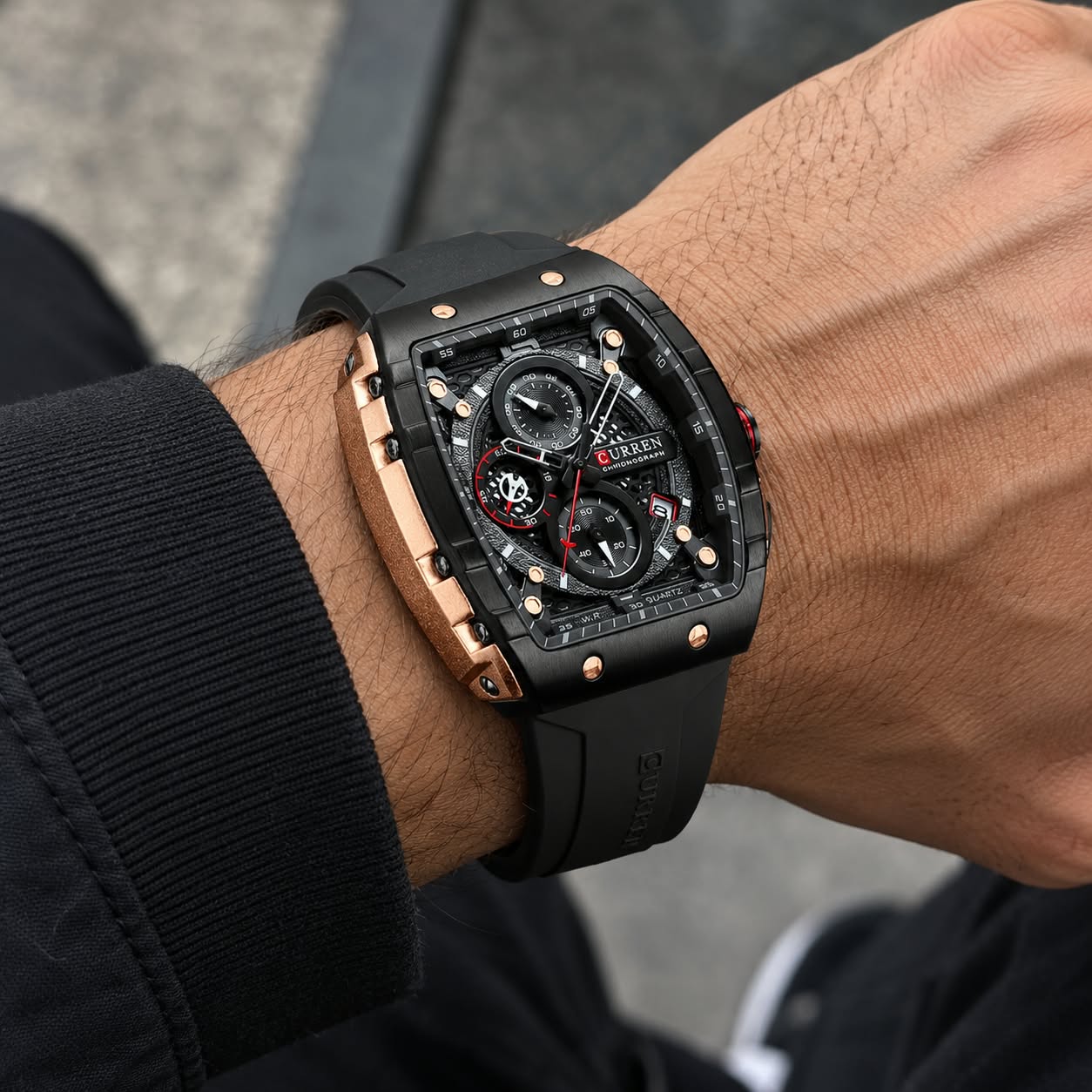 Curren Pulso En Silicona Diseño Exclusivo — Reloj cronógrafo (lateral)