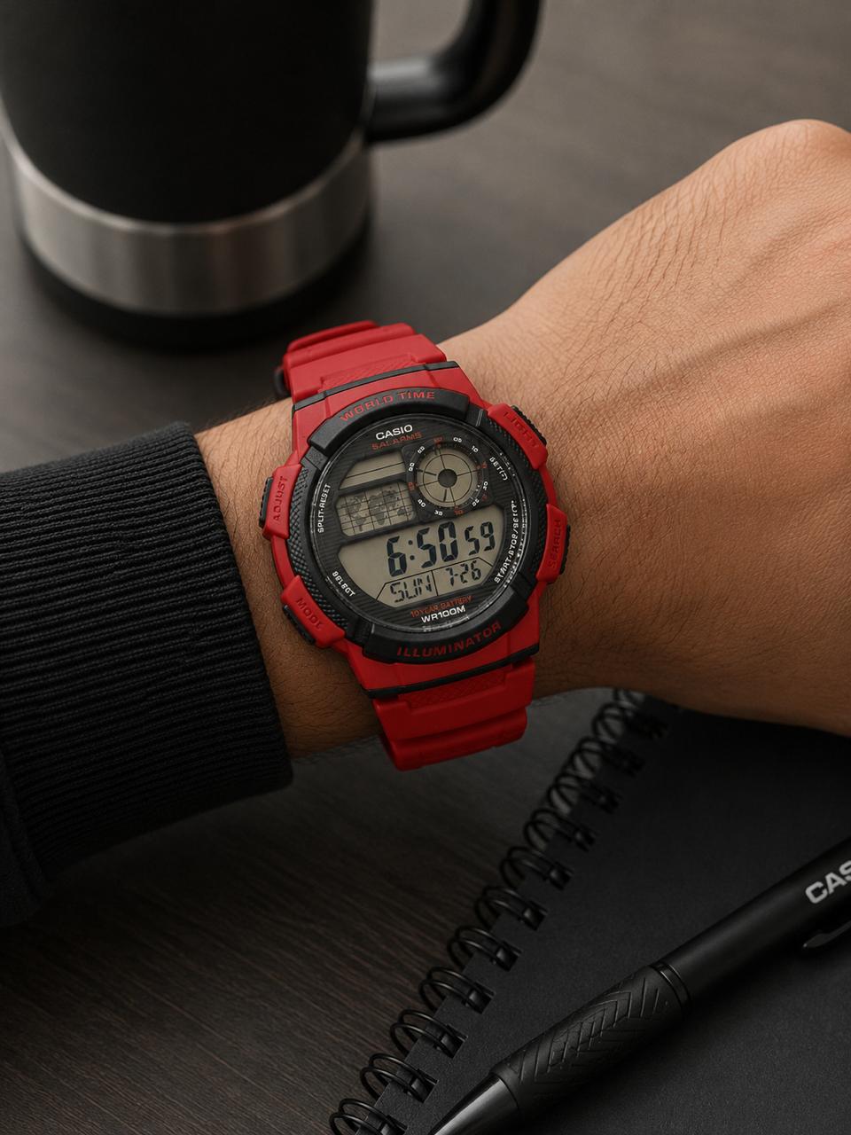 Casio Deportivo Original — Reloj digital deportivo (lateral)
